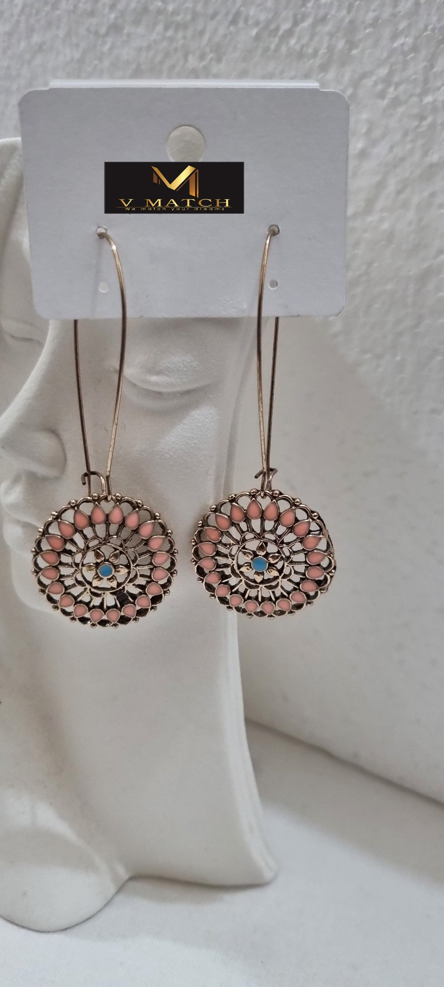 AC 7ER25.Dangle Drop Long Hook Closure Antique Earring