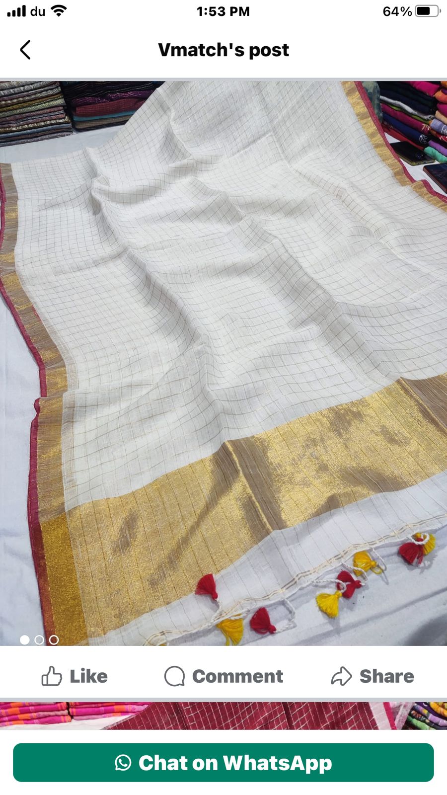 8AUG25. Linen Check Saree.