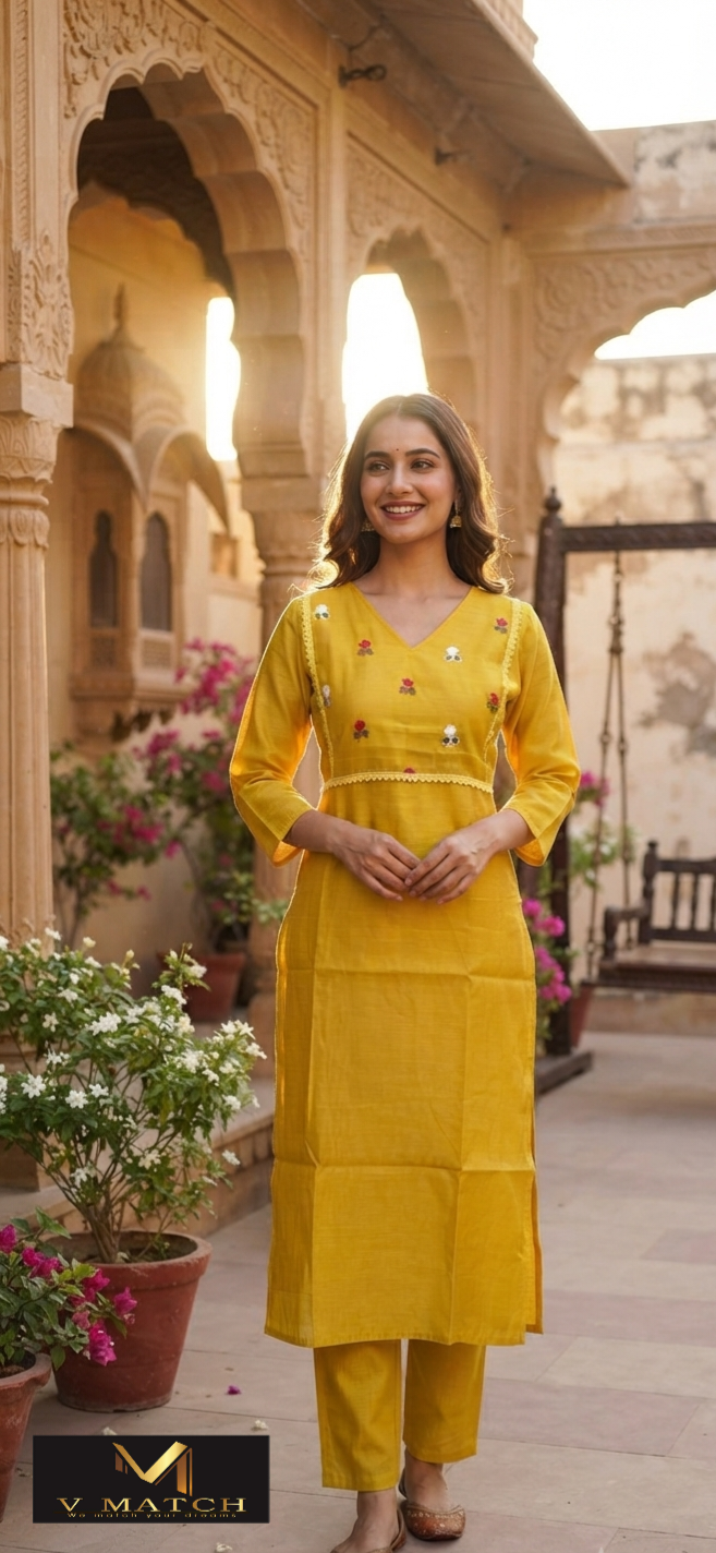 7326 Mul-Chanderi Co ord Set.