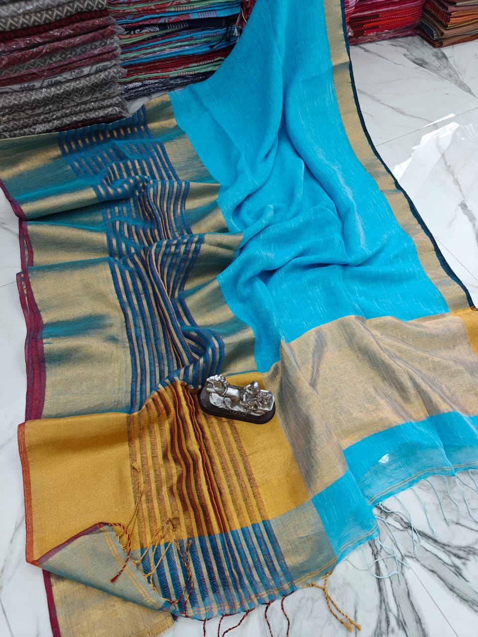 2AUG25. 120 Count Pure Linen Saree.