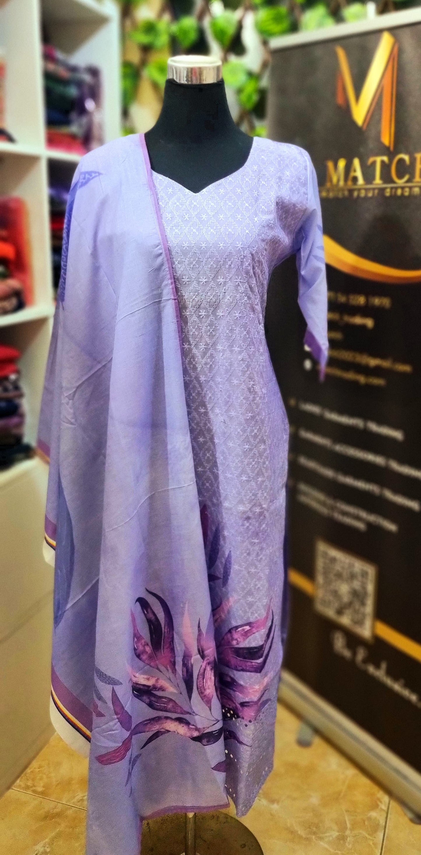 28MY25 Hakkoba Slitted Cotton Top with Cotton Dupatta.
