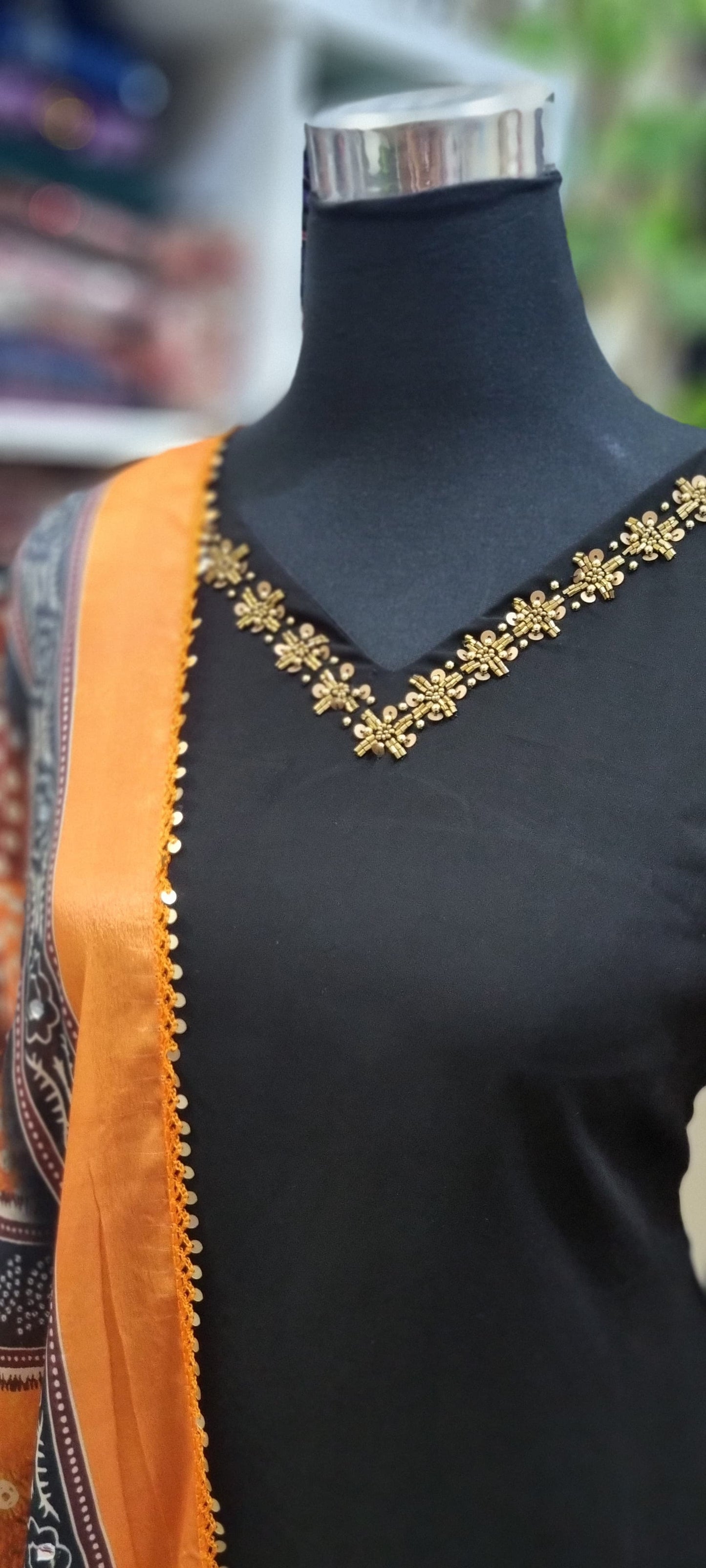 16MY25. Georgette A Line Top with Pakistani Dupatta