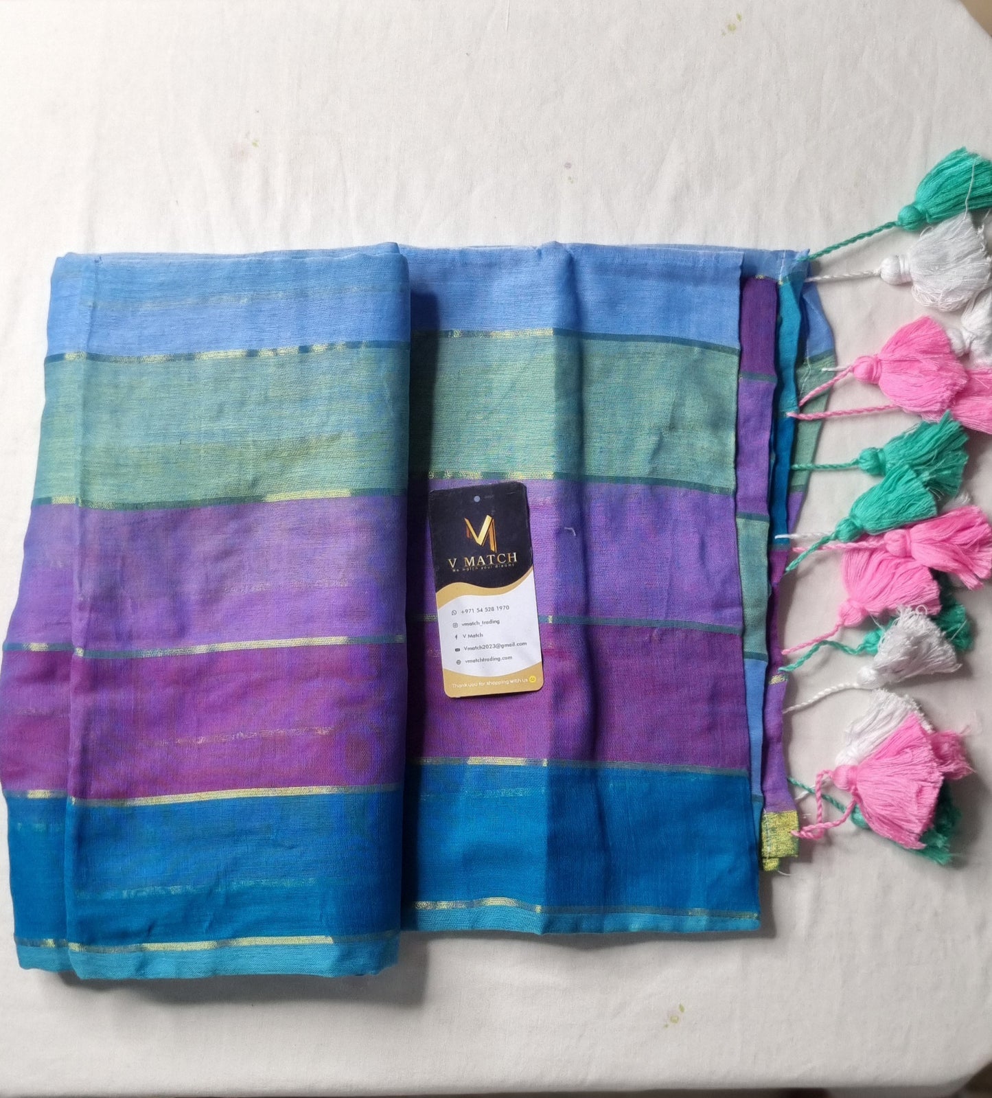 44AUG25.Rainbow Mulcotton Saree