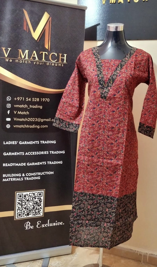 OS64. Kantha Stitched Cotton Slitted Top with Lining.