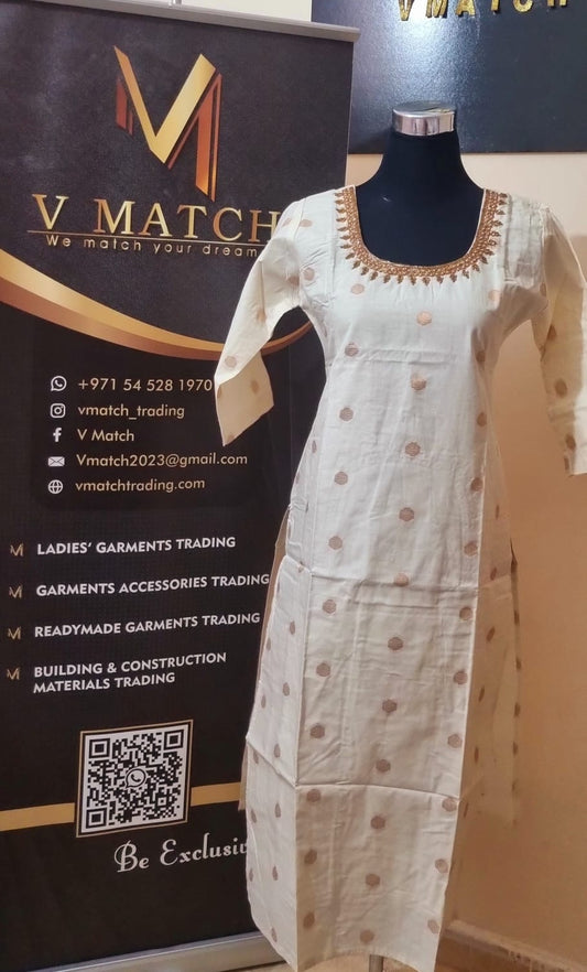 24AP1 (Vishu Collection)                                                 Beautiful Cotton Beadsworked Slitted Top!!!