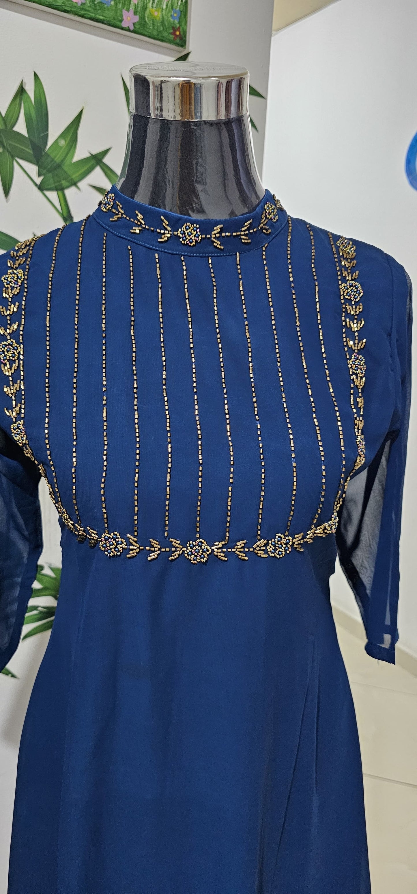 Beautiful Collar Neck Aline Top with Heavy Handwork on Yoke!!!