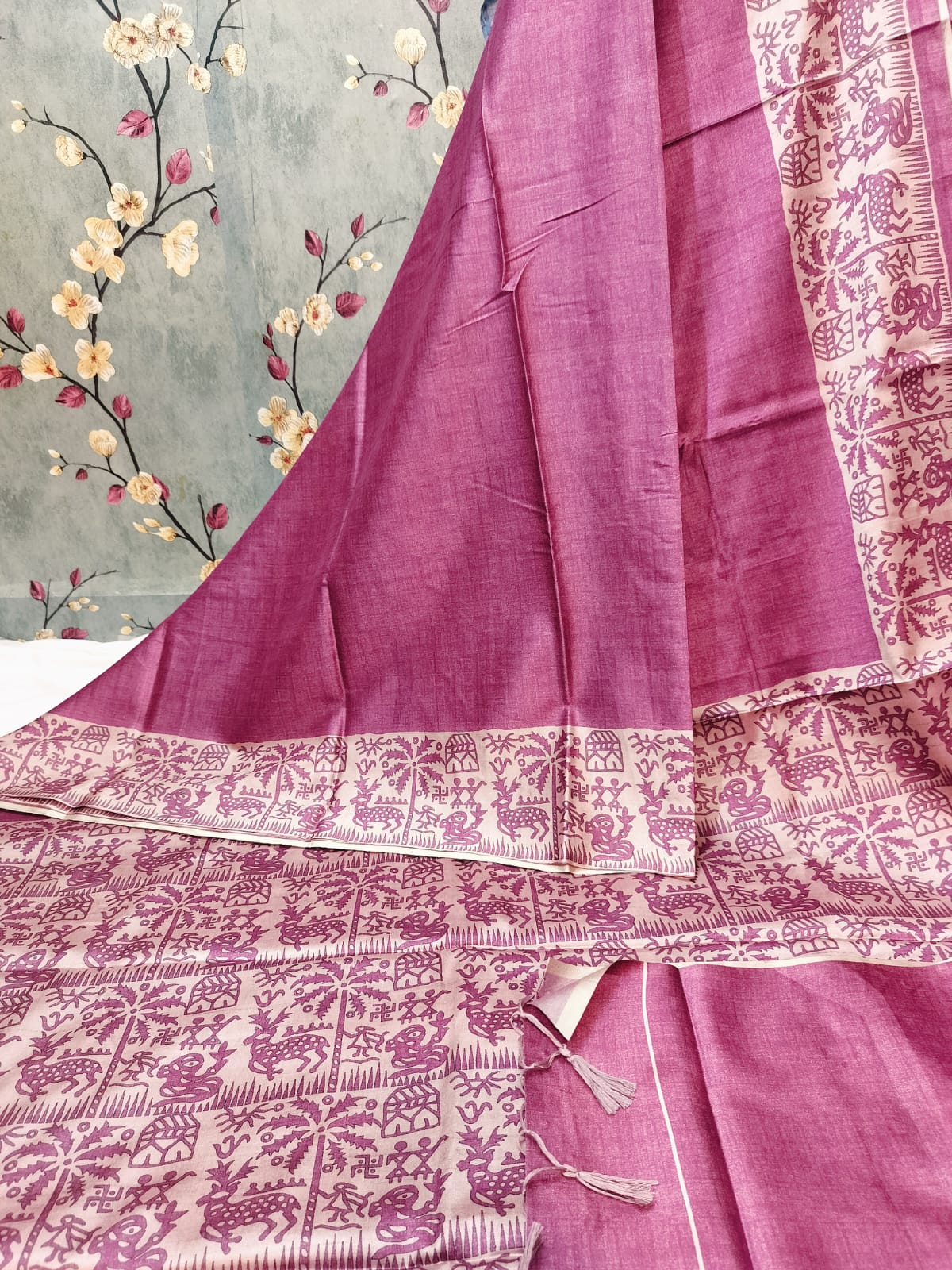 Beautiful Modal silk  with digital ajrak kalamkari print with attached Blouse!!!