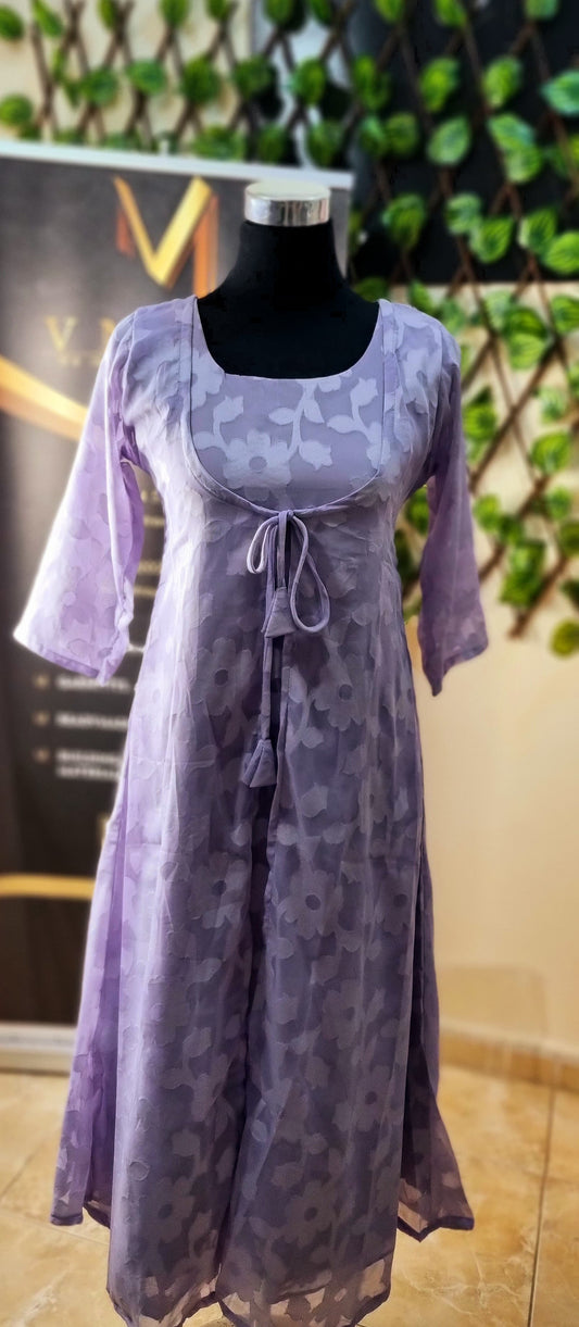 12APR25.Georgette Jacquard Inner with Matching Sheer Jacket