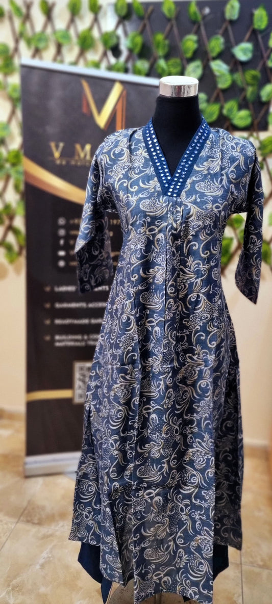 20APR25. Vartician Silk Aline 2 piece set(Top with Pant Set)