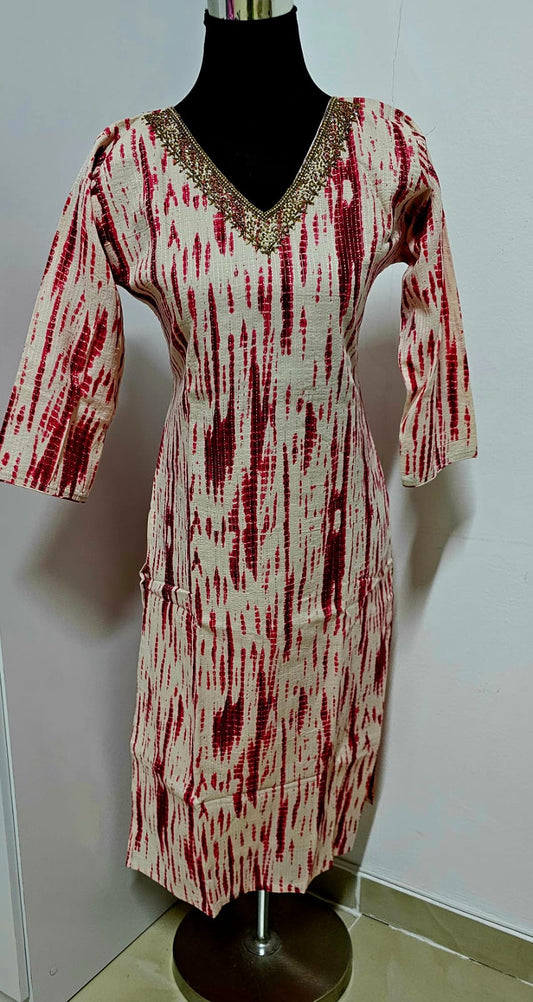 22APRBZ25. Shibori Print Cotton Slitted Top