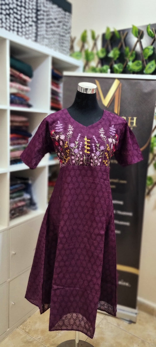 25APR25. Cotton Hakkoba Aline Top with Embroidery work on the Yoke.