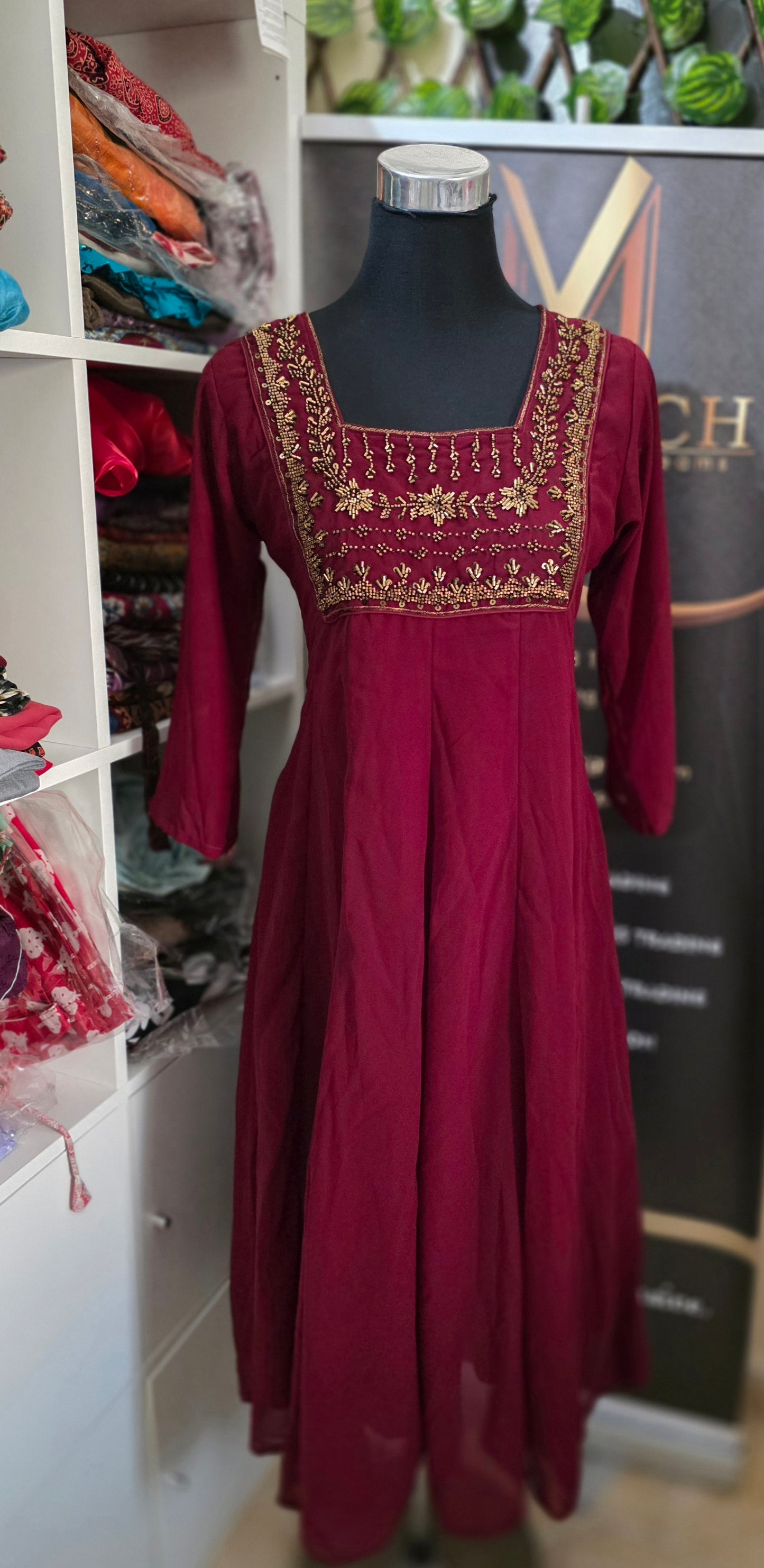 20226. Georgette Party wear PanelCut Top.