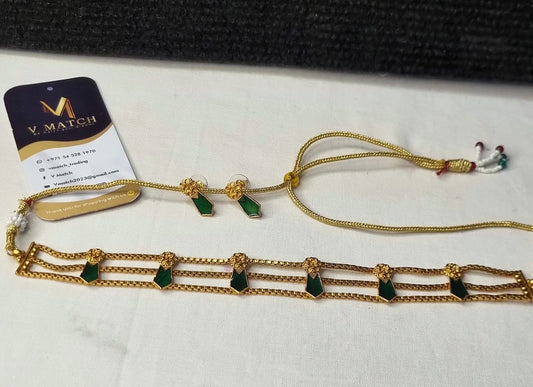 AC22SET. 3 Layer Palakka Choker Necklace Set