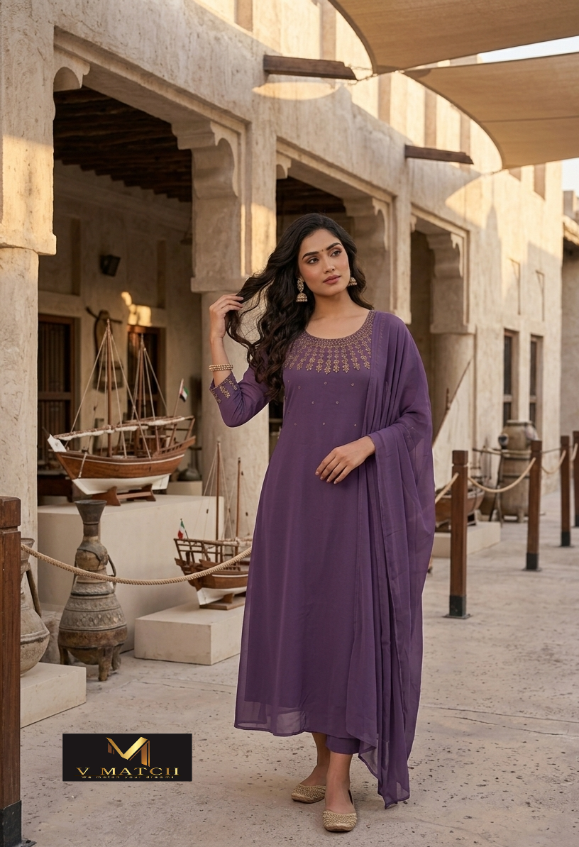 03426. Georgette Aline Top with Dupatta.