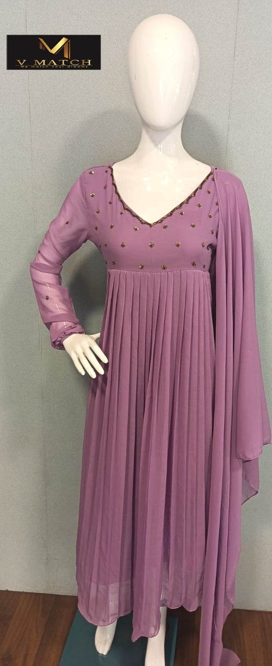 02426. Georgette Pleated A Line Kurti.
