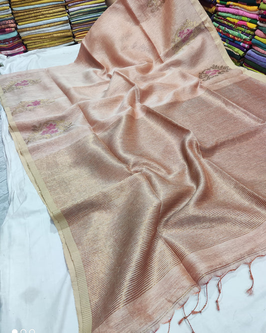 15NOV25. Premium Tissue Linen Saree.