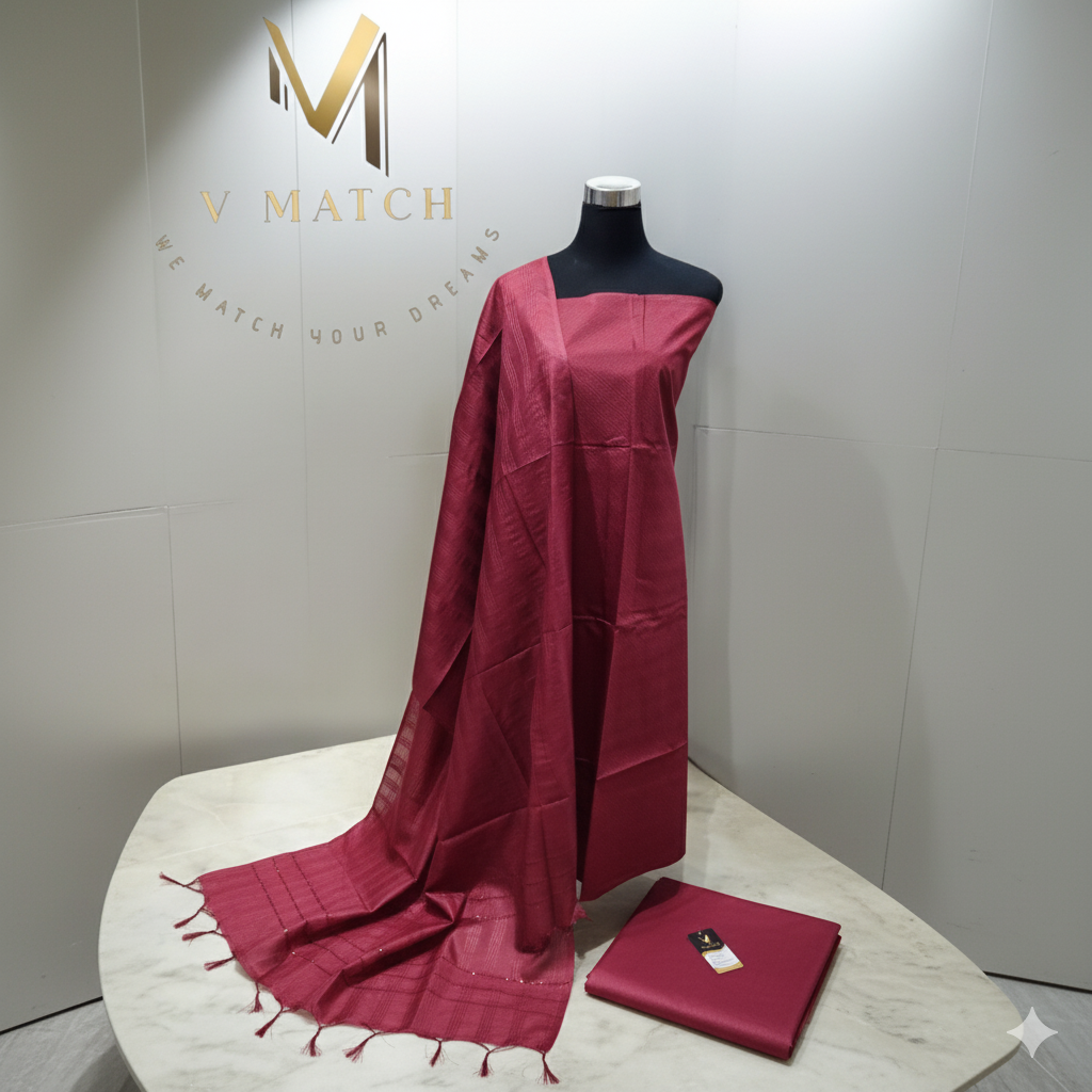 46SEP25.Semi Tussar UnStitched Salwar Material.