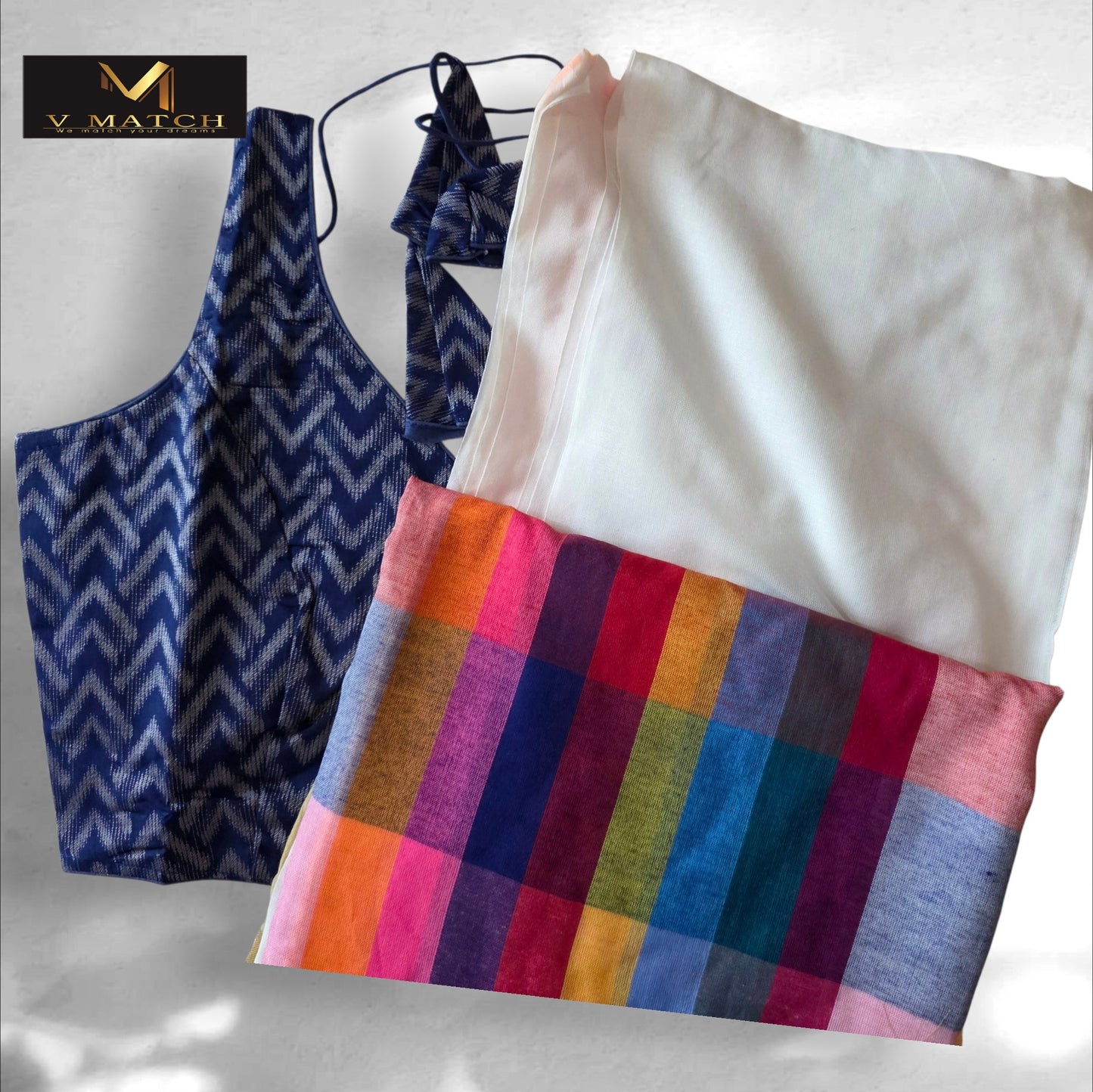 71726 Mulcotton Rainbow Check Saree.