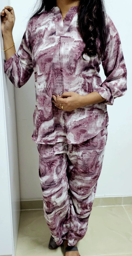 10MY25. Digital Print Chiffon Co-ord Set with crape Inner.