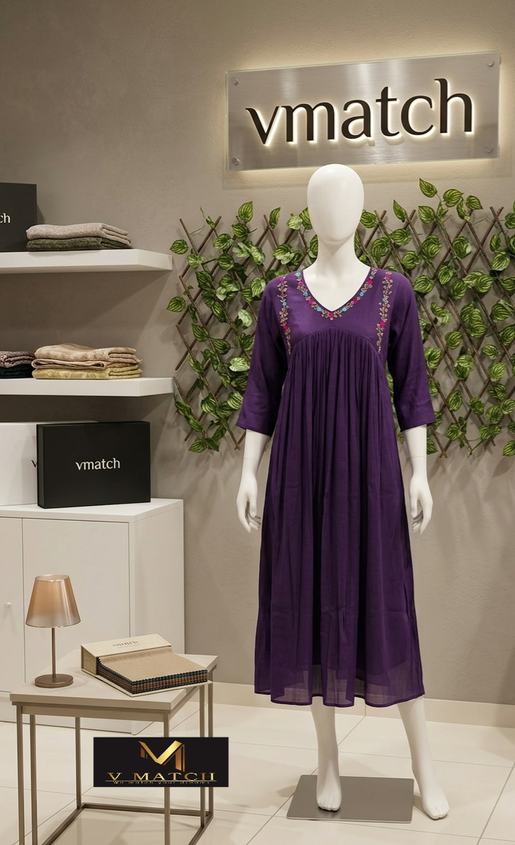 73326 Mul-Chanderi A-line Pleated Top.