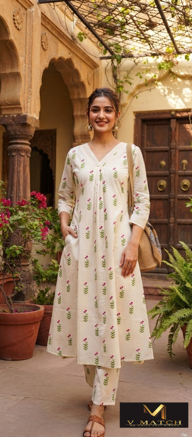 71326. Pink Blossom Cotton Aline Co ord Set.