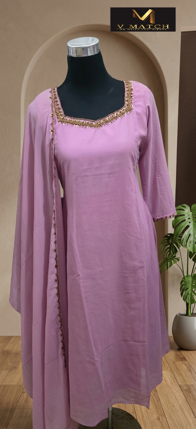 05426. Georgette A-line PartyWear Top with Dupatta