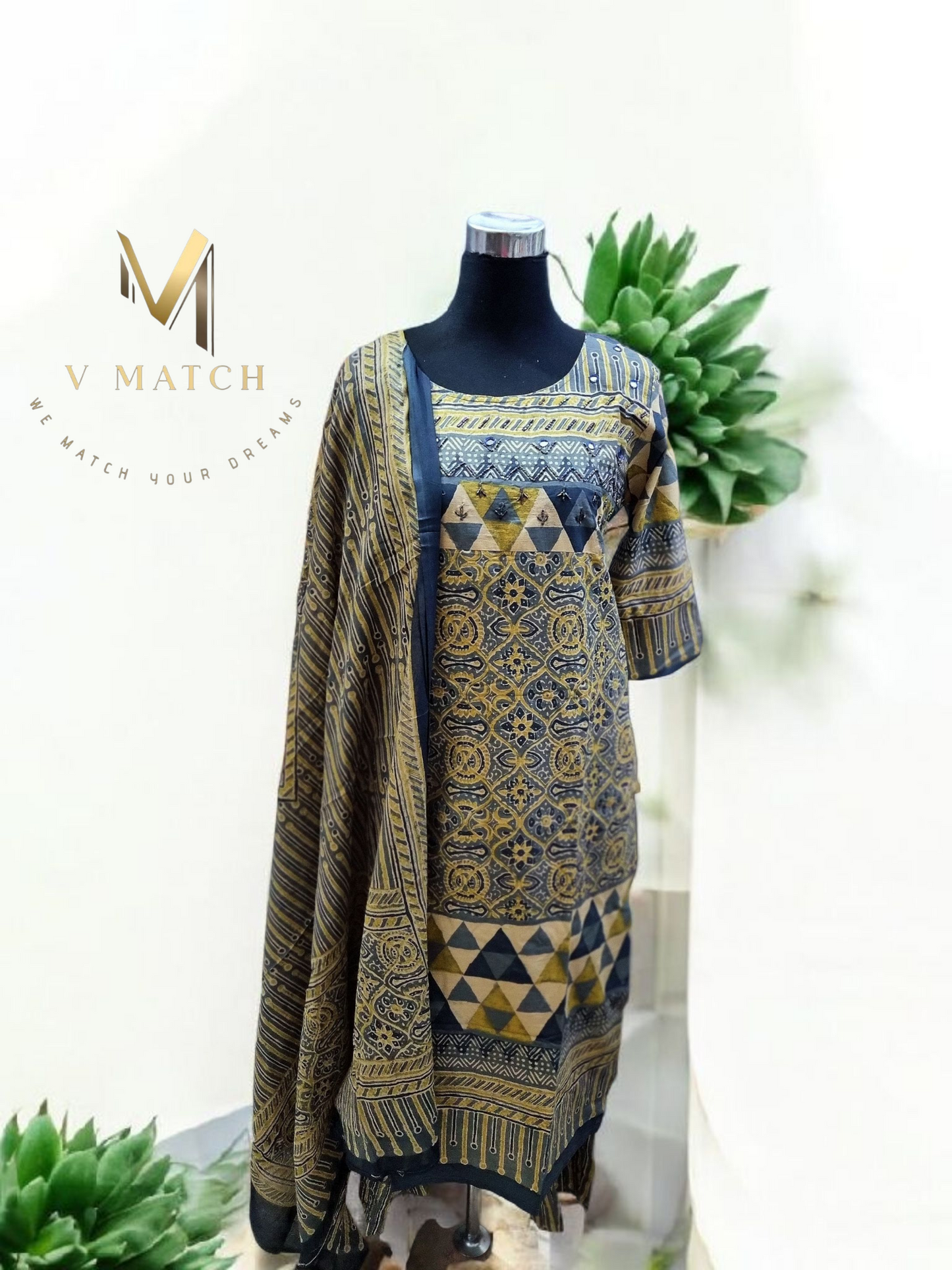 31NOV25.Premium Chanderi Cotton 3 Piece Set.