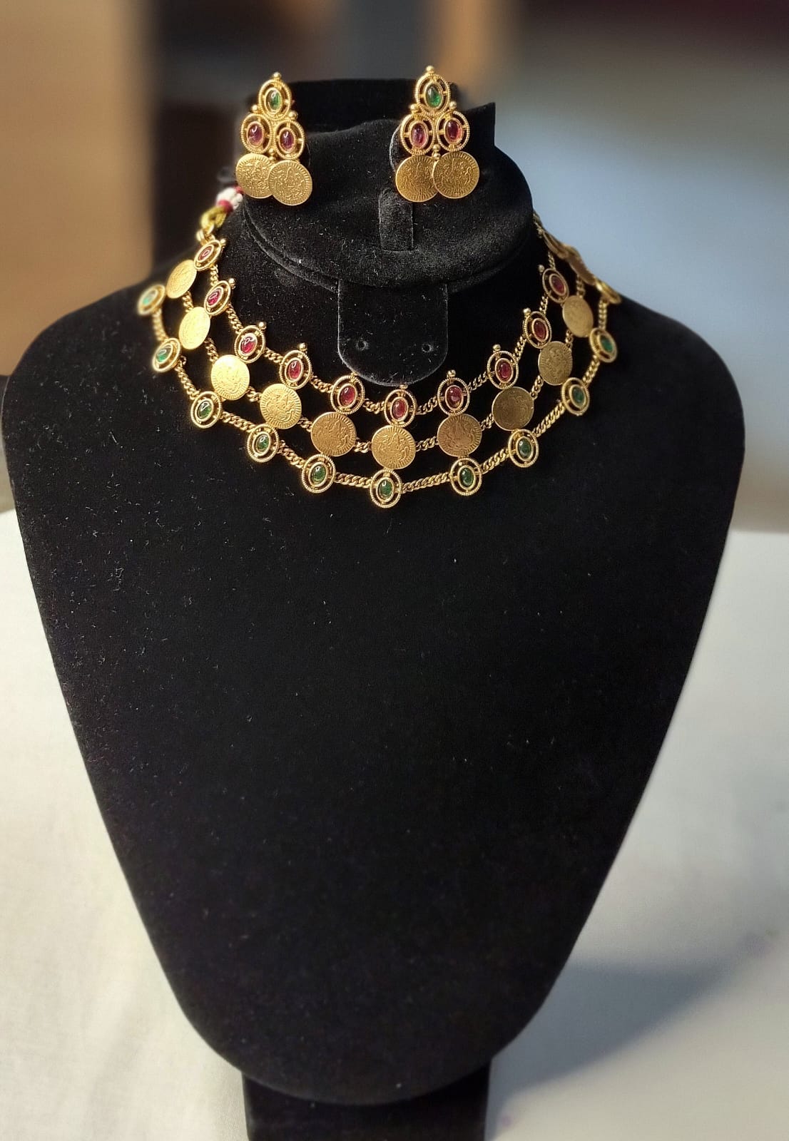 AC23SET.  Temple Coin Necklace Set.