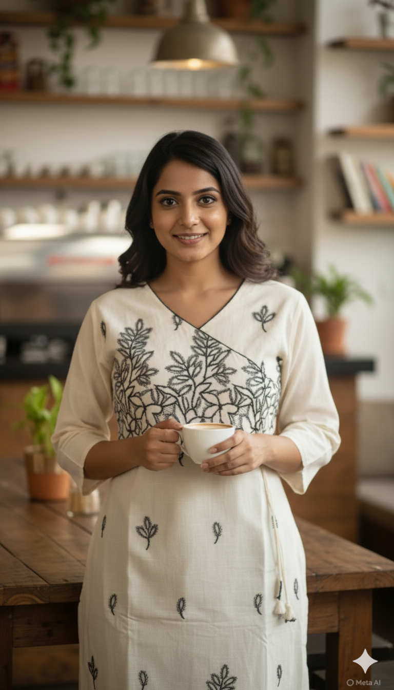 27NOV25. Premium Cotton Angarha Slitted Top with Lining.