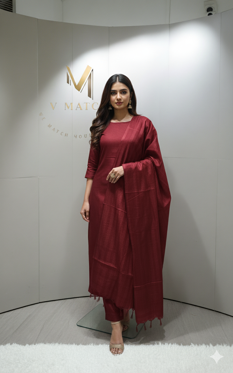 46SEP25.Semi Tussar UnStitched Salwar Material.