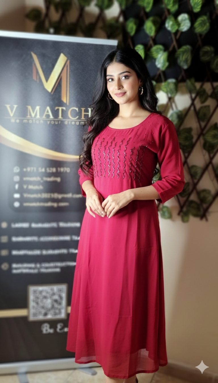 18NOV24.Beautiful  Georgette A line top with beads work on yoke!!!