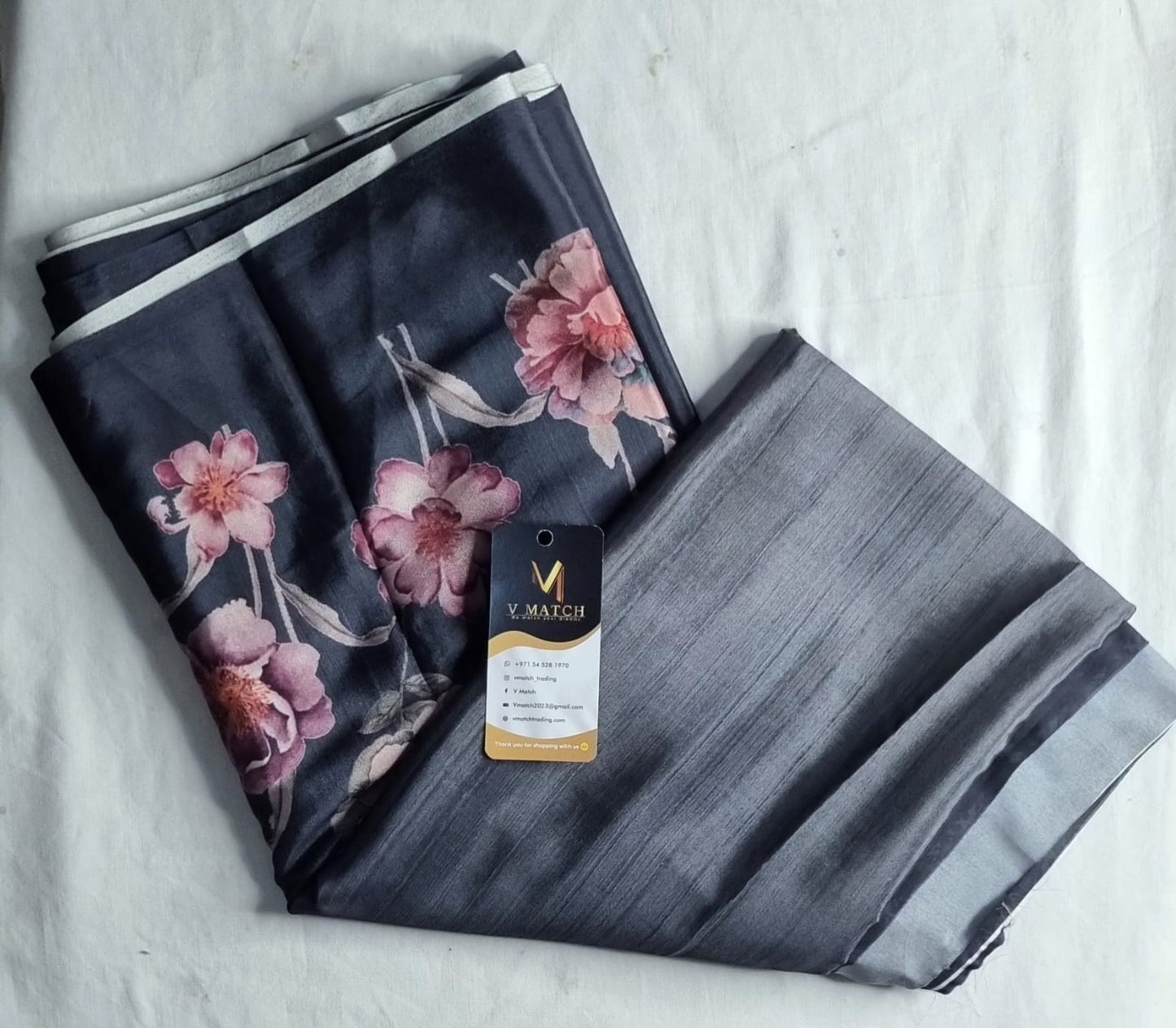 44SEP25. Floral Crepe Silk Saree.