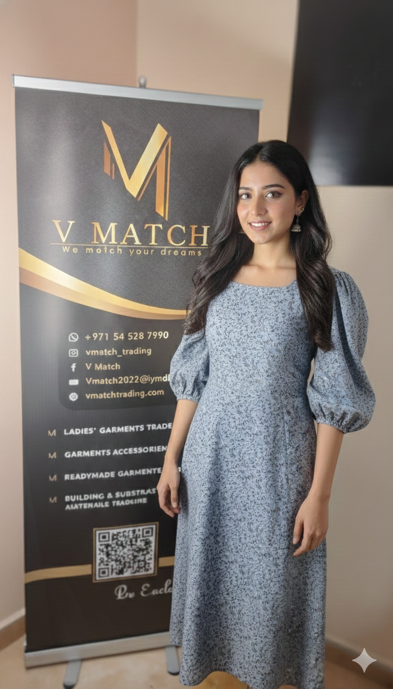 15SP24.Beautiful Crepe Frock with Balloon Sleeves!!!