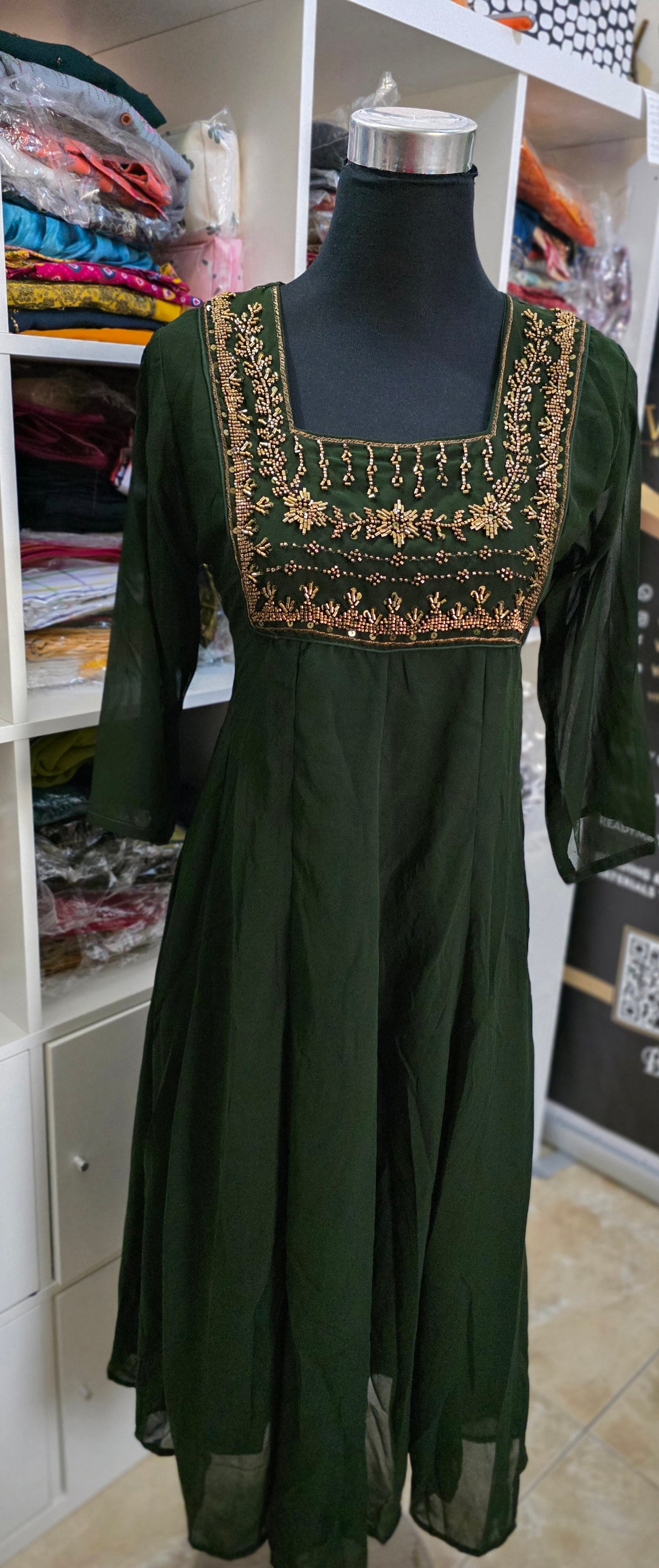 01226. Georgette Party wear PanelCut Top.