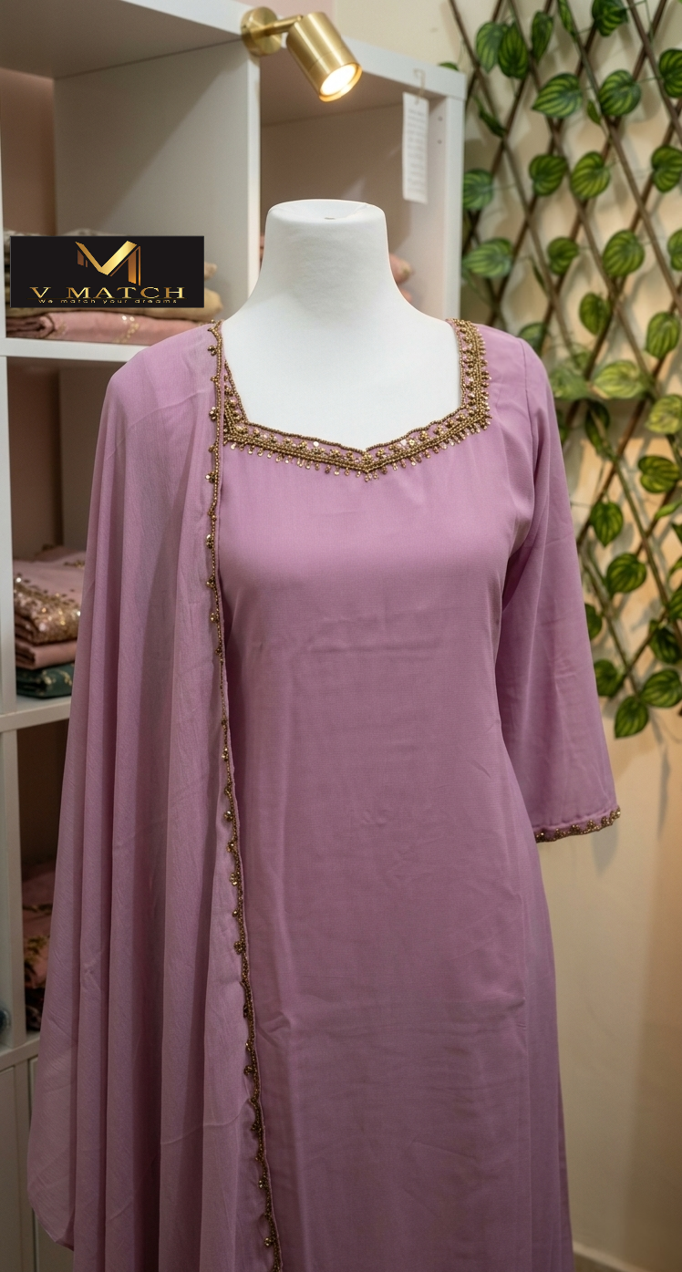 05426. Georgette A-line PartyWear Top with Dupatta