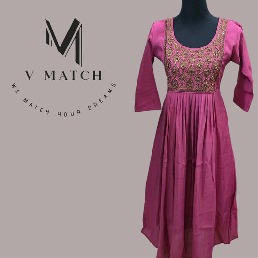 71826.MulChanderi Pleated A-Line Top.