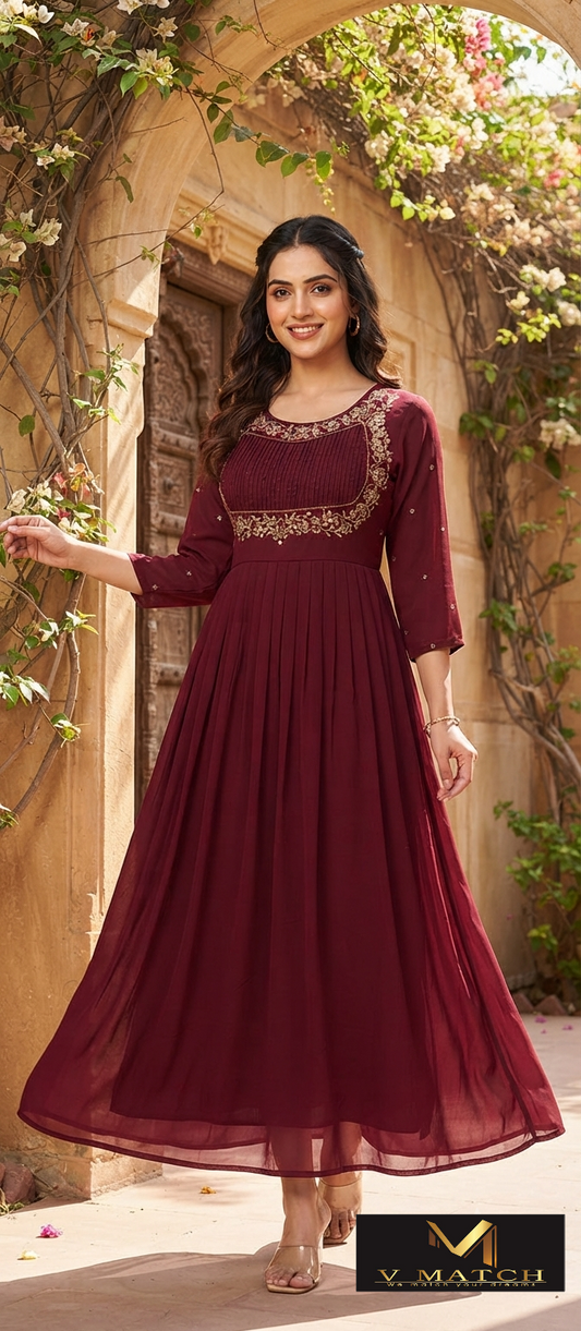 74326. Georgette Pleated A Line Top.