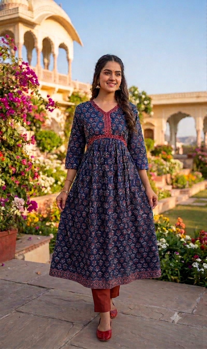 OS 114. Jaipur Cotton Aline Top with Pant.