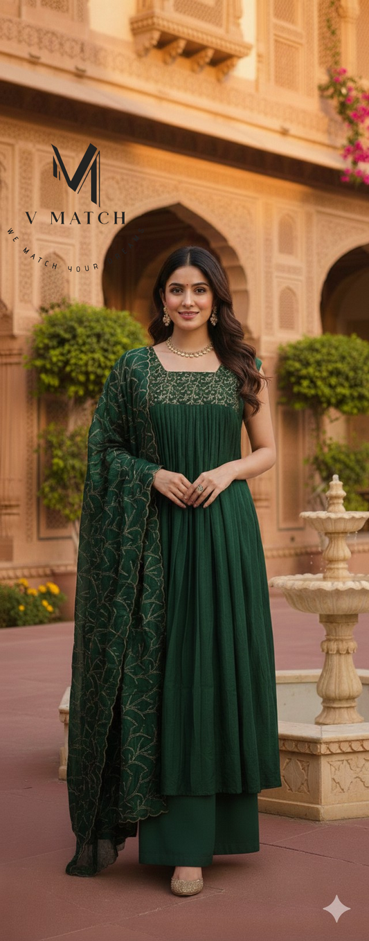 15226. Vichitra Silk 3 Piece Set.