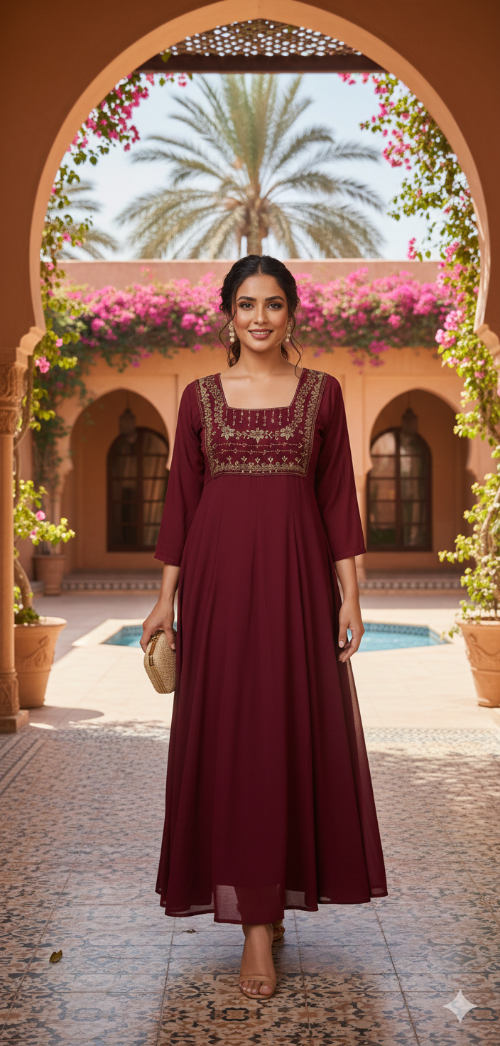 20226. Georgette Party wear PanelCut Top.