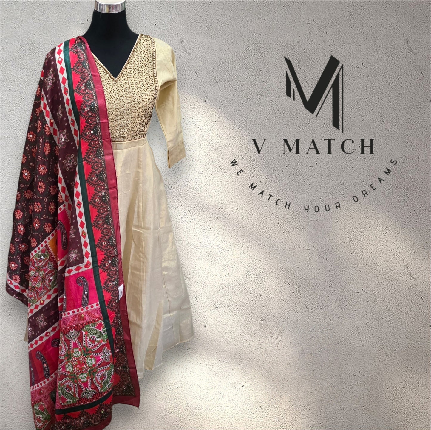 7826. Tissue Frock with Pakistani Dupatta.