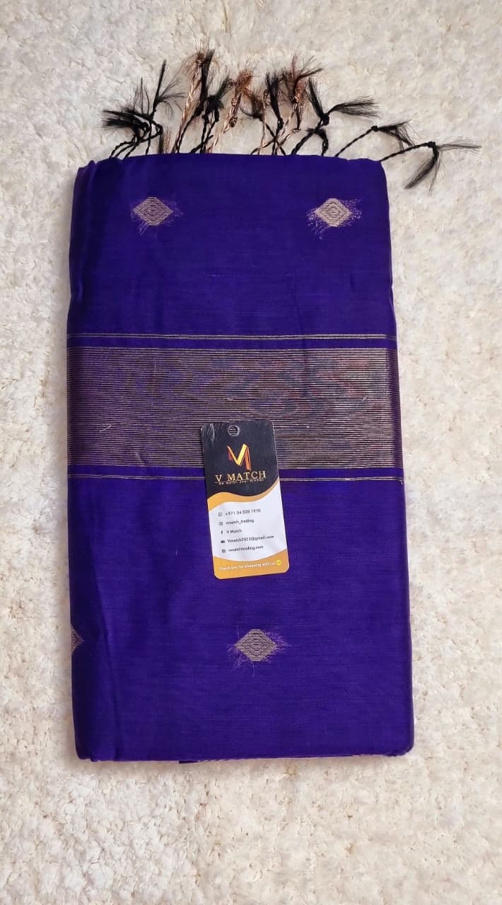 01NOV25.Rich Violet Maheshwari Silk Cotton Saree with Running Blouse Piece