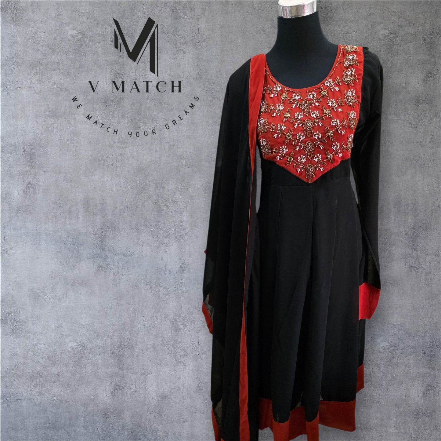50126. Georgette PanelCut Top and Dupatta