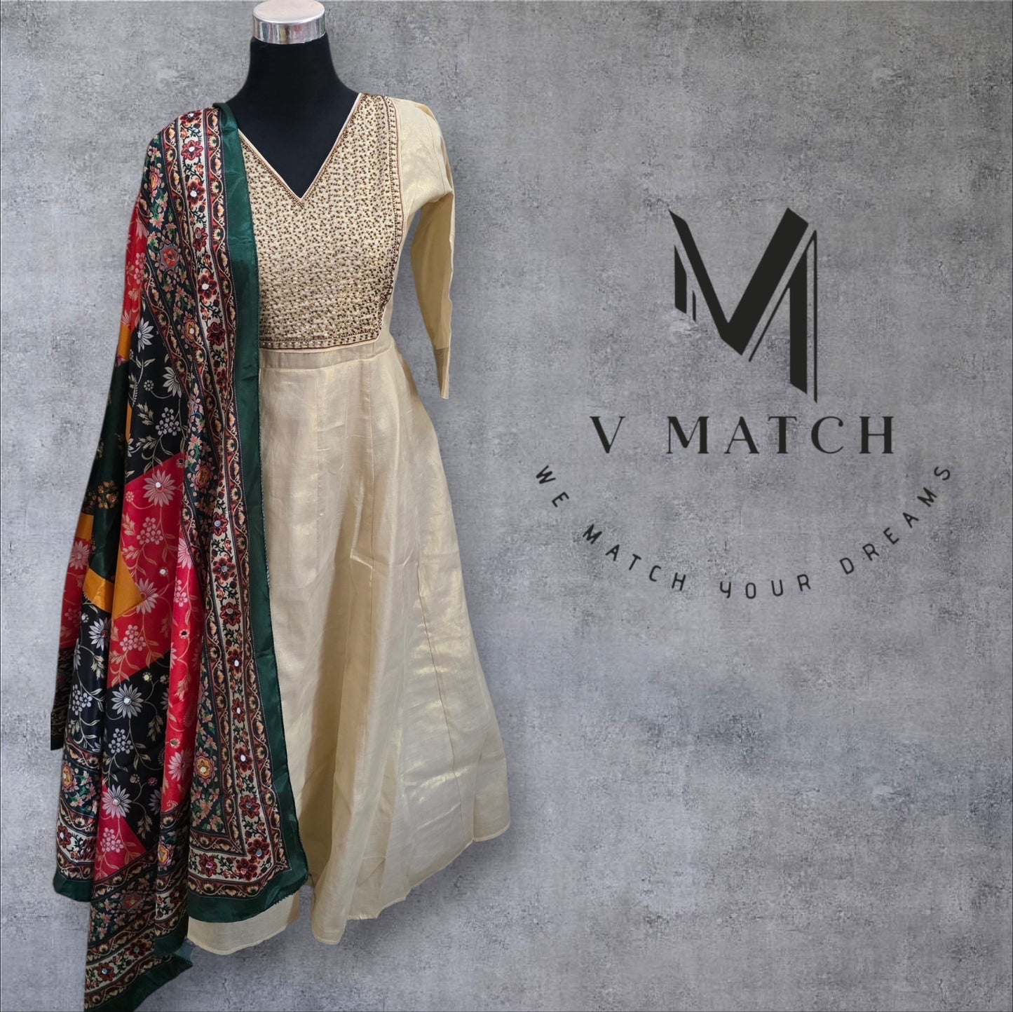 7826. Tissue Frock with Pakistani Dupatta.