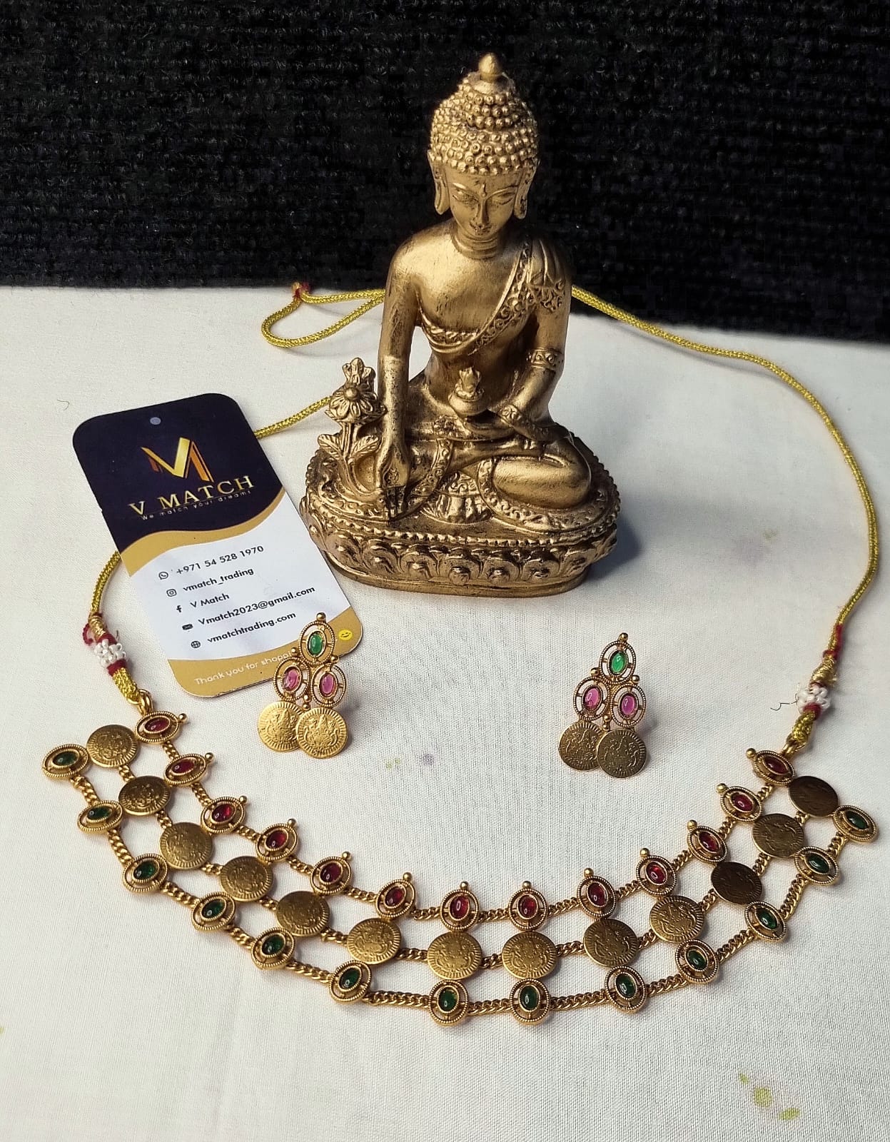 AC23SET.  Temple Coin Necklace Set.