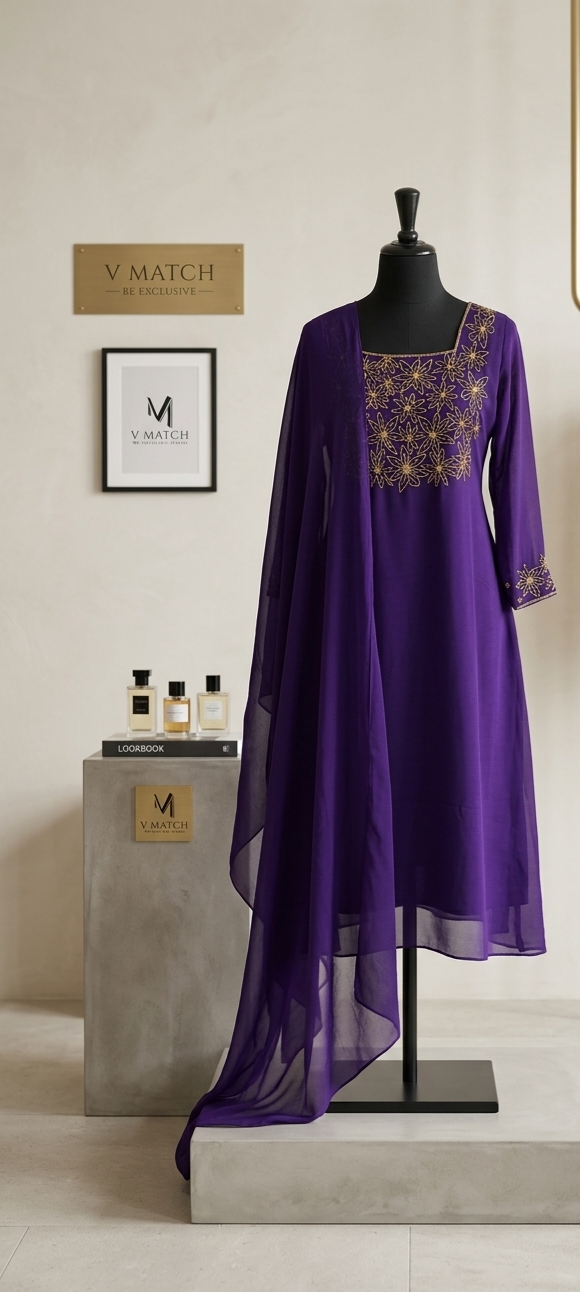 04426. Georgette Party wear Aline Top with Dupatta.