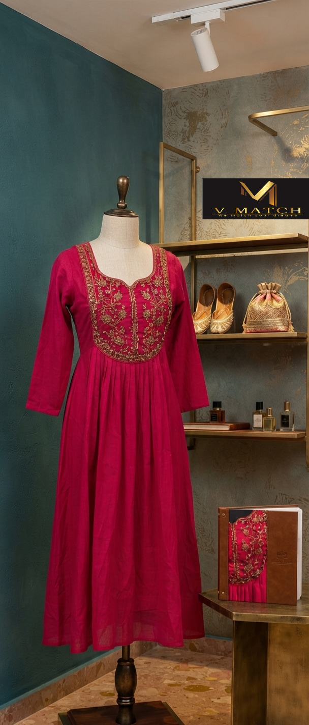 51726. Vichitra Silk Pleated Top.