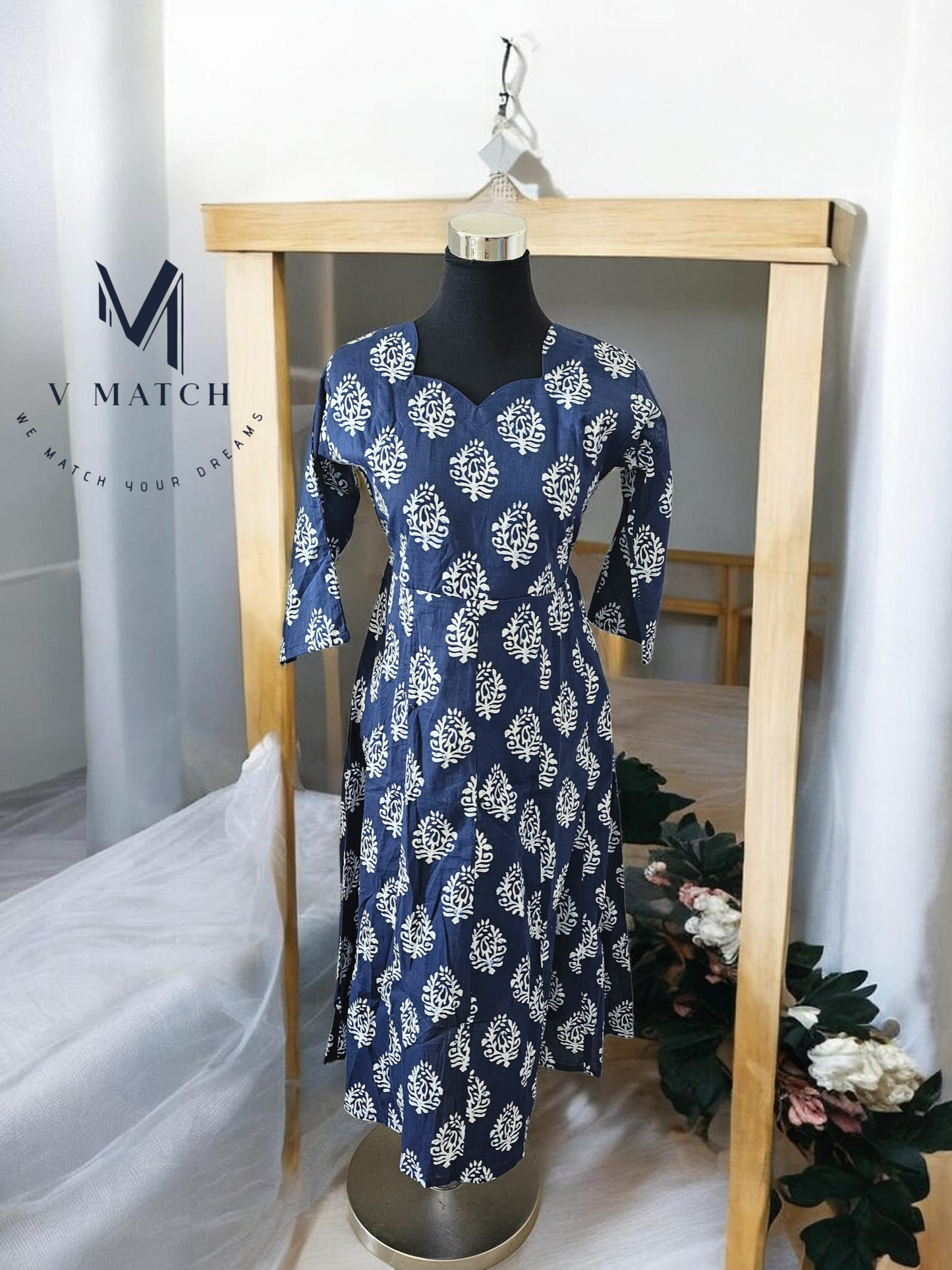 12226. Natural Dyed Indigo Cotton Frock.