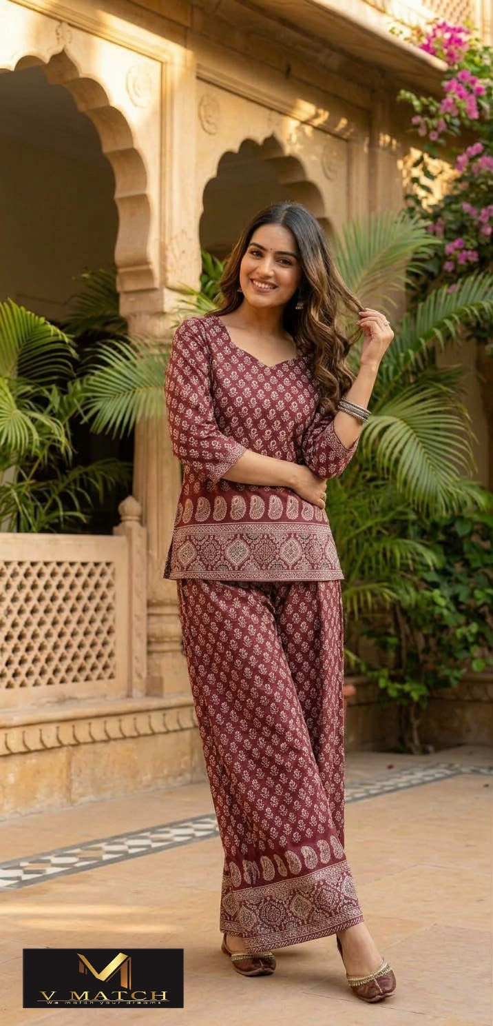10264. Cotton Ajrakh Co ord Set