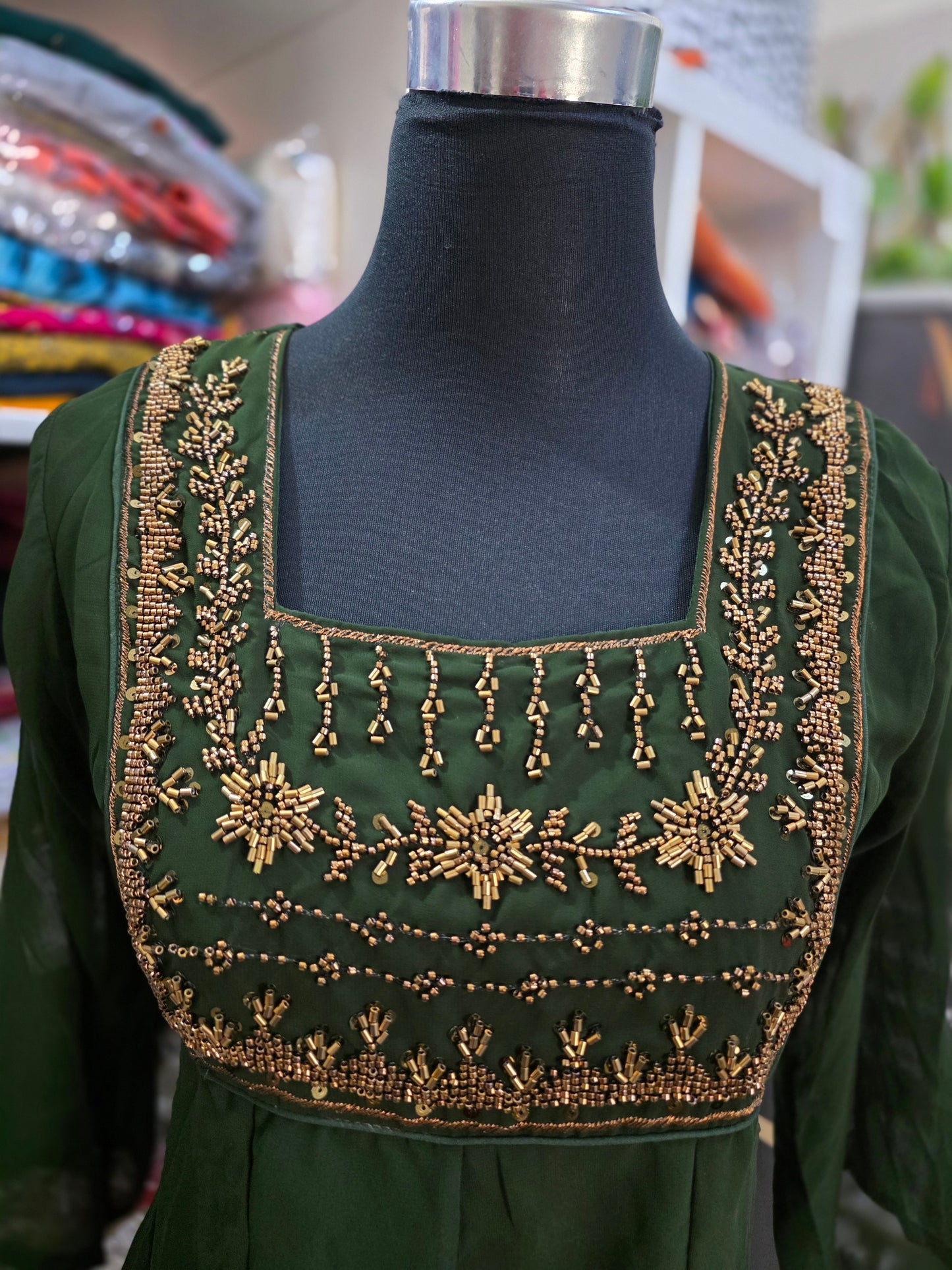 01226. Georgette Party wear PanelCut Top.